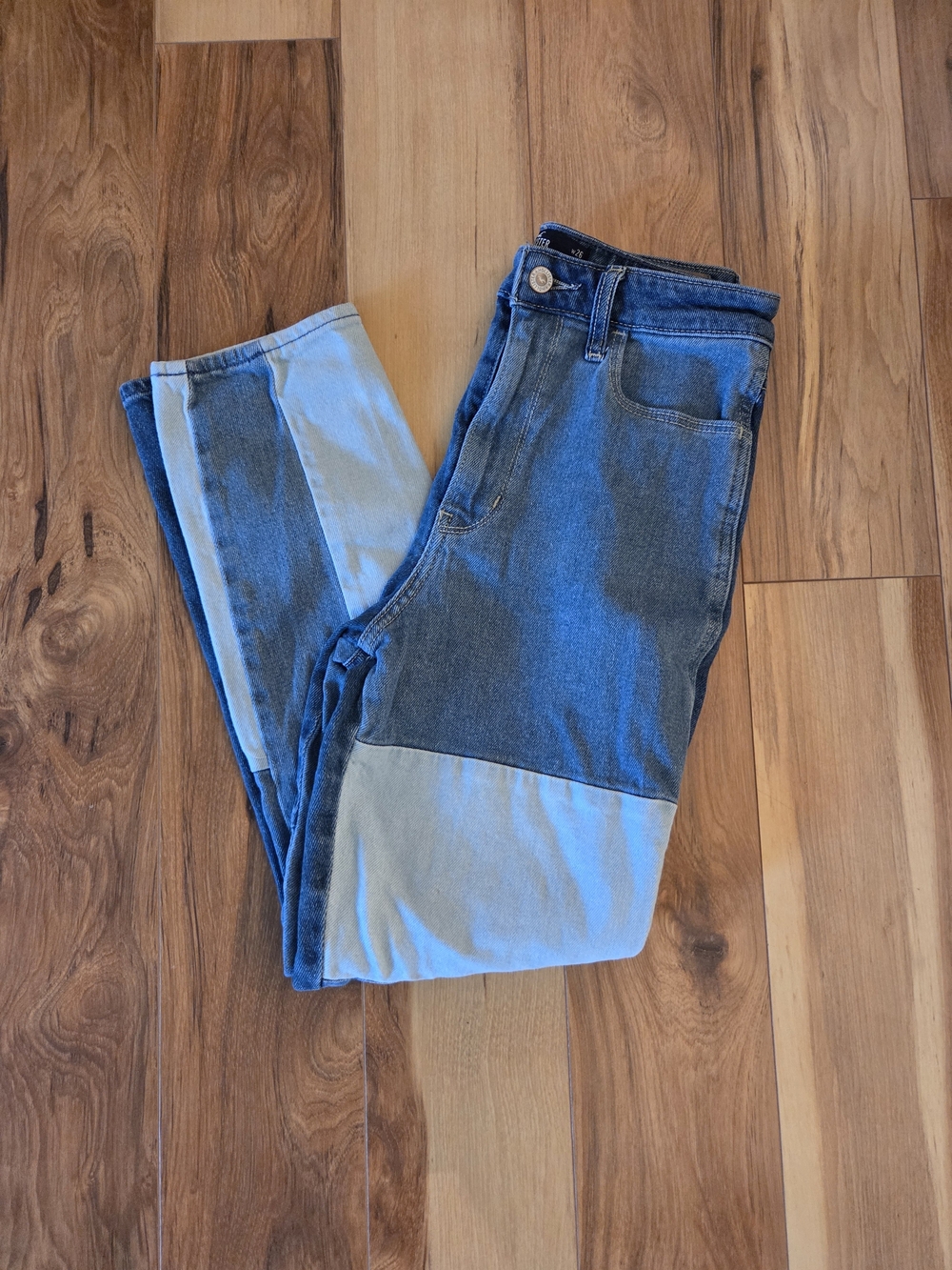 Hollister Blue Patchwork Slim Straight Jeans